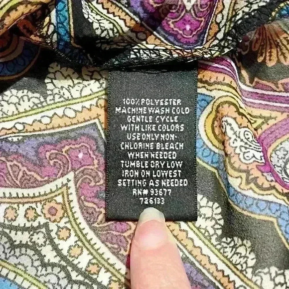 Nicole by Nicole Miller Top Blouse Chiffon Womens Size Large Sheer Geometric - Picture 14 of 14